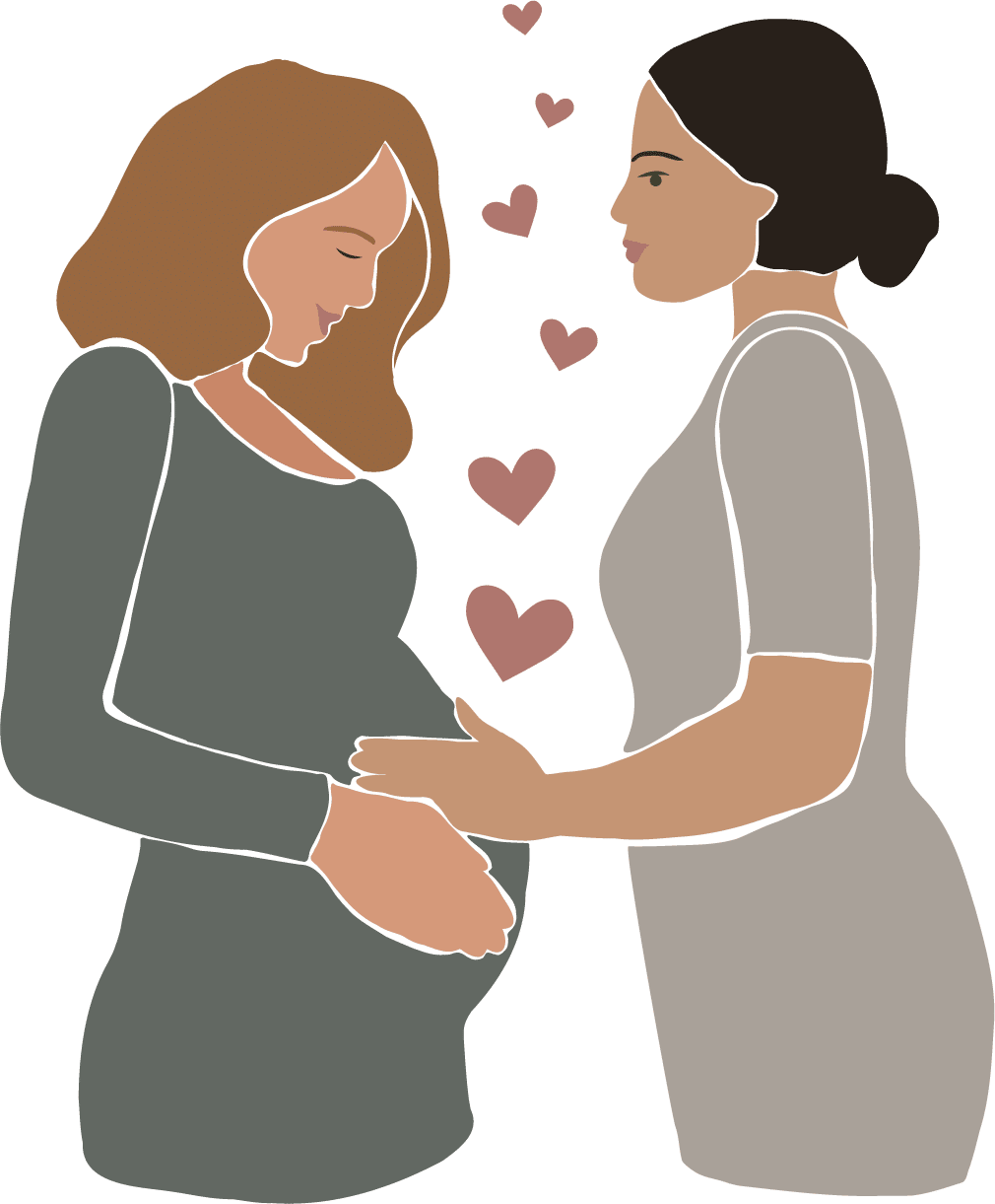 doula støtter gravid kvinde